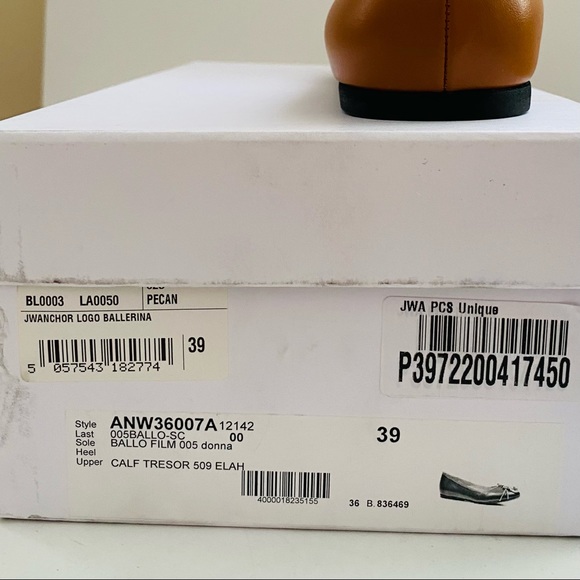 NWT: JW ANDERSON | Gold Medallion Logo Pecan Tan Chocolate Ballerina Flat - Picture 8 of 10